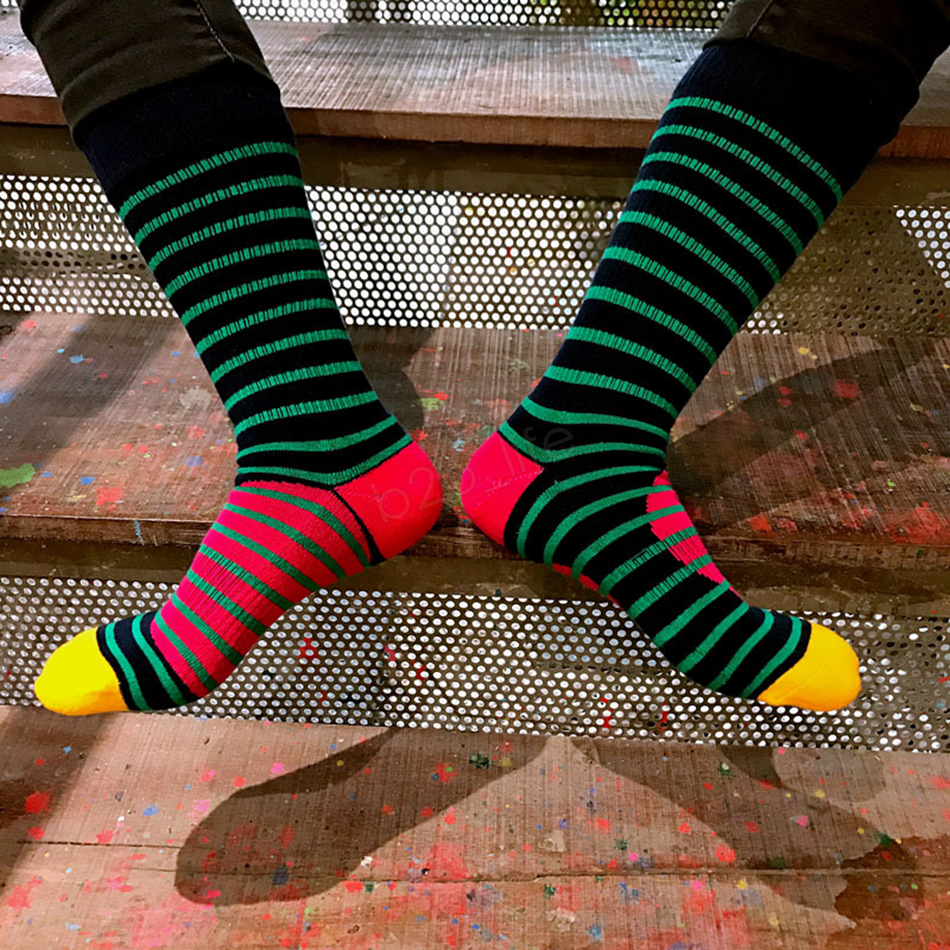 Fashion-Mid socks striped dot colorful sport outdoor Diamond European Fund Funny Happy Cotton PULL Directly Plate Motion Socks