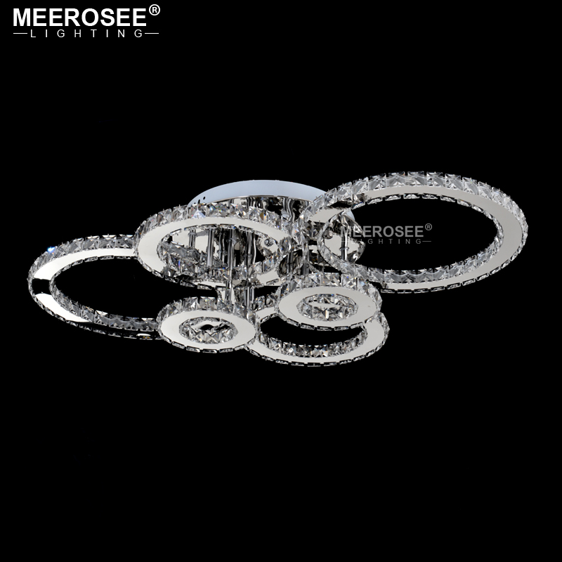 Modern K9 Chandeliers Light Crystals Ceiling Lamp Fixture Silver Stainless steel Home Lighting for stairs Dimmable with Remote Control