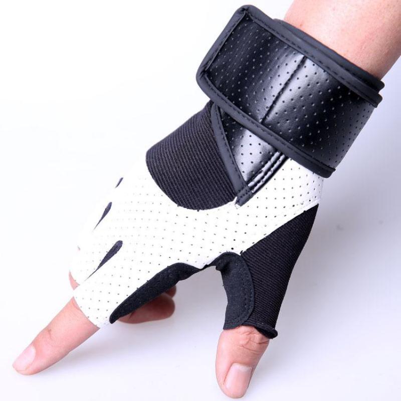 PU Leather Stitching Guantes Gym Gloves Body Building Exercise Training Weight Lifting Fingerless Fitness Gloves For Men Women