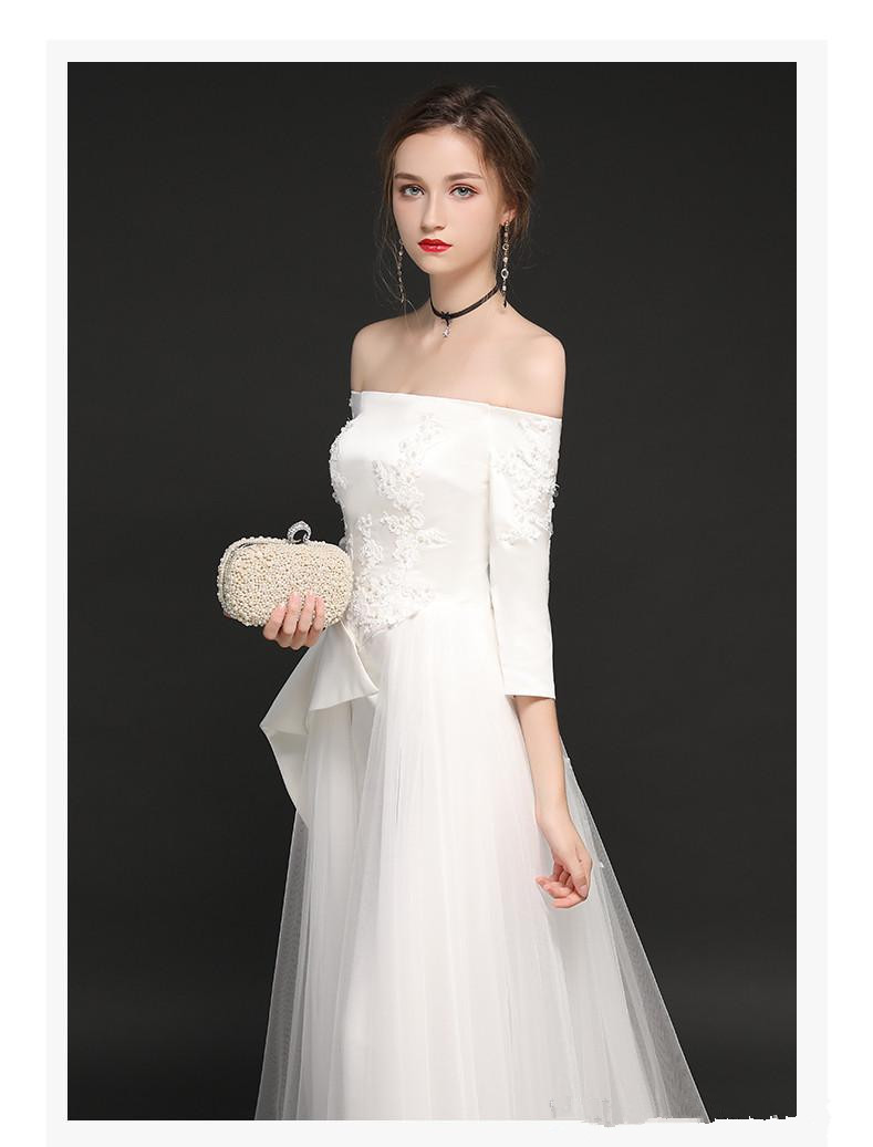 Off The Shoulder 2020 Jumpsuits Wedding Dress Lace Appliqued Beads Vestido De Noiva Boho Long Sleeve Pants Wedding Dresses Bridal Gowns
