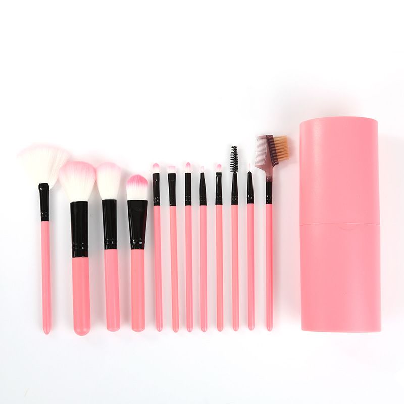 12Pcs/Sets Makeup Brushes Tool Eye Shadow Foundation Eyebrow Lip Brush cosmetics Leather Cup Holder Case Kit 50 sets/lot DHL