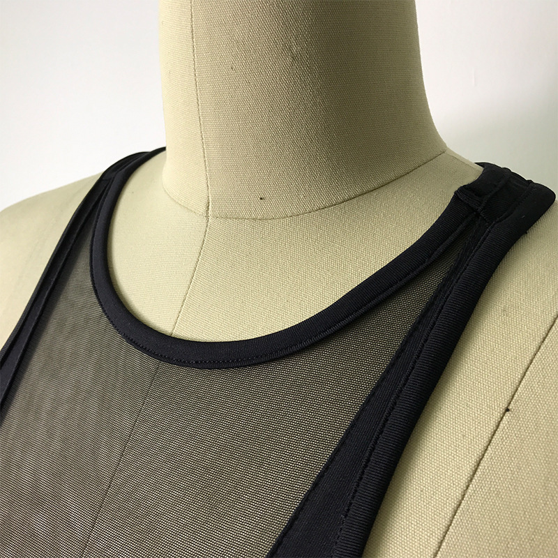 Haut Femme Tank Top Women Sexy Bralette Top Workout Bustier Crop Tops Fashion Ladies Black Mesh Fitness Tight Halter Top Shirt Y190123