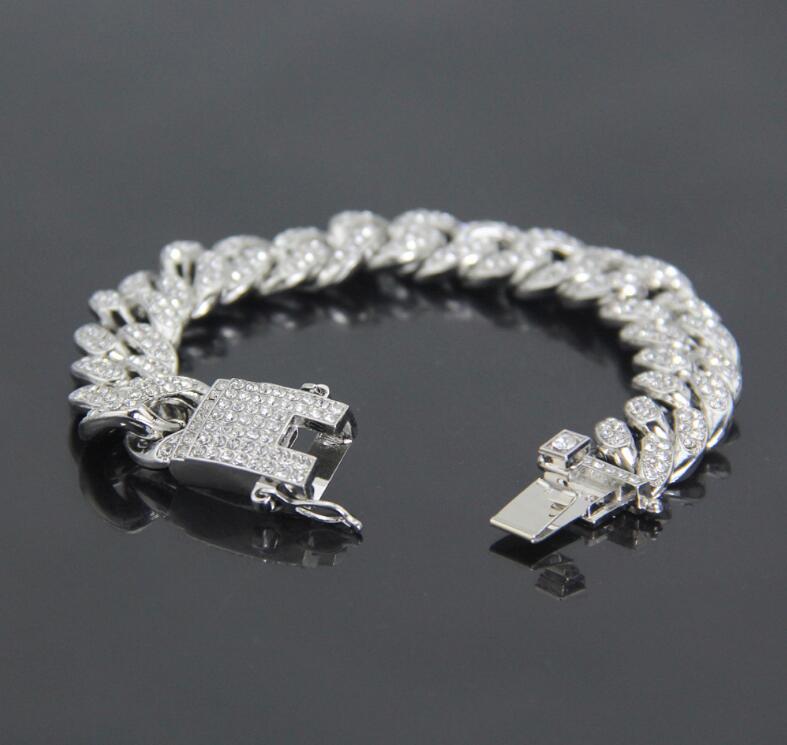 Cuban Chain Bracelet For Mens Tops Quality Hip Hop Bracelets Gold Bracelets Pop Club Accessories Plating Bangle Zircon Chains