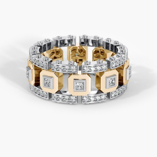 Size 6-10 Vintage Fashion Jewelry 925 Sterling Silver&Rose Gold Fill Pave 5A Cubic Zirconia Women Wedding Engagement Band Ring For Lovers