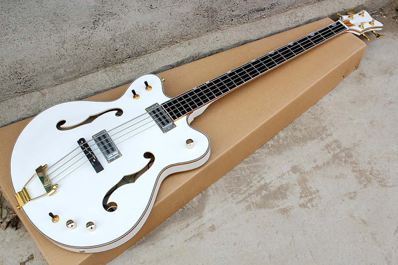 4 strings White Semi-hollow body Electric Bass Guitar with Golden hardware,Rosewood fingerboard,offer customize
4 strings White Semi-hollow body Electric Bass Guitar with Golden hardware,Rosewood fingerboard,offer customize