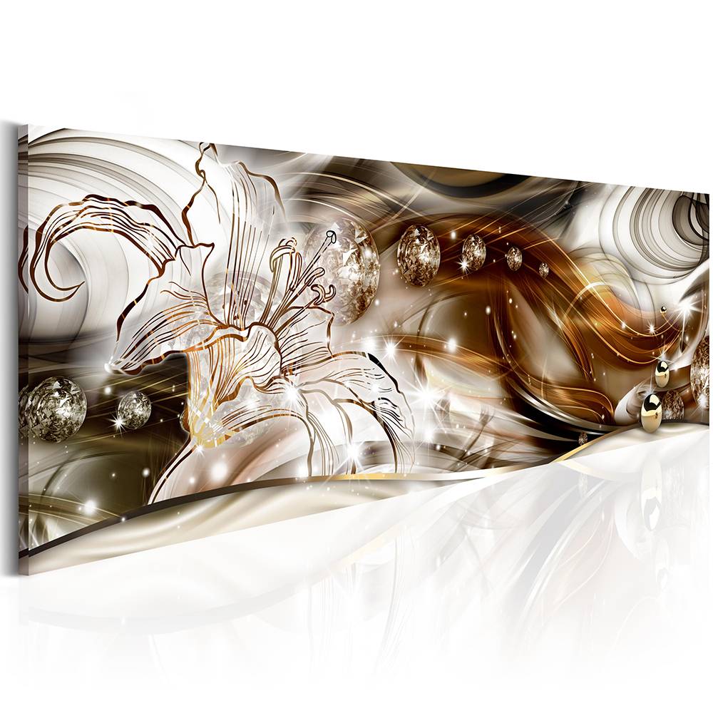 ( No Frame ) Lily Design Art Canvas Print Modern Fashion Floral Diamond Home Decoration, Choose Color & Size (Multicolor)