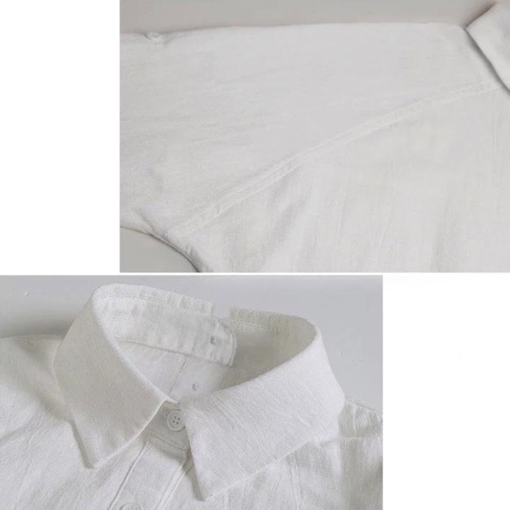 Womens Oversized Blouse Loose Large Cotton Linen Long Sleeve Solid Color