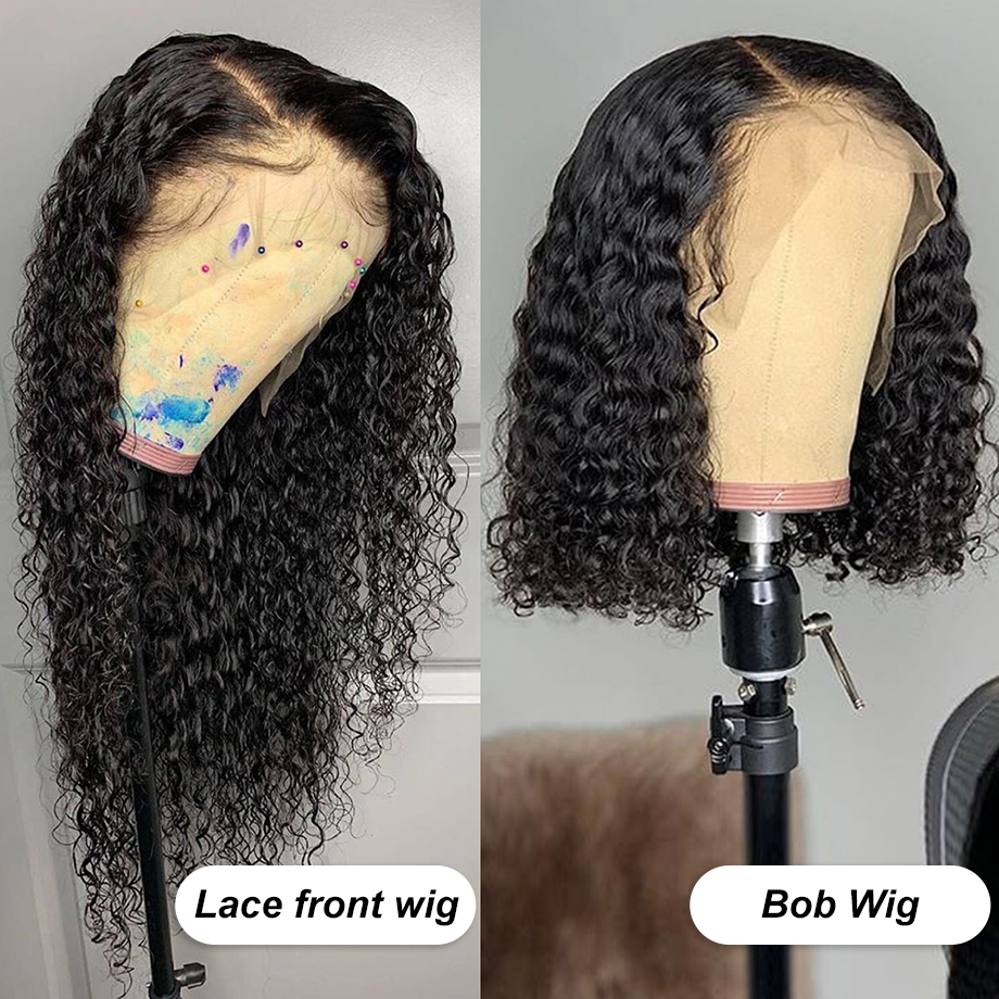 Human Hair Bob Lace Front Wigs Brazilian Water Wave frontal Closure Curly full Short pixie cut for Black Women diva1 130%