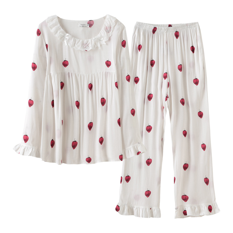 Autumn Soft Cotton Women Pajama Sets Cute Strawberry Print Long Sleeve Pijama Feminino Sleepwear 1015
Autumn Soft Cotton Women Pajama Sets Cute Strawberry Print Long Sleeve Pijama Feminino Sleepwear 1015