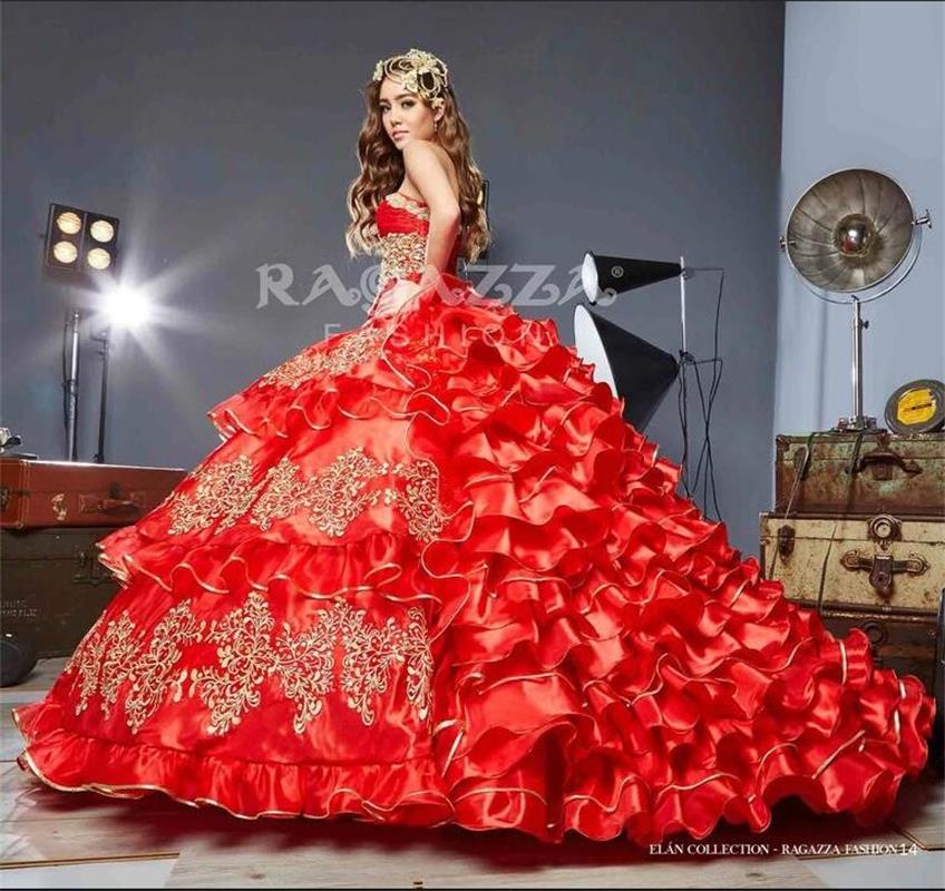 2020 Sweetheart Red Ball Gown Quinceanera Dresses Beaded Tiered Skirts Embroidery Floor Length Vestido De Festa Luxury Sweet 15 Dress, Same as picture
2020 Sweetheart Red Ball Gown Quinceanera Dresses Beaded Tiered Skirts Embroidery Floor Length Vestido De Festa Luxury Sweet 15 Dress, Same as picture