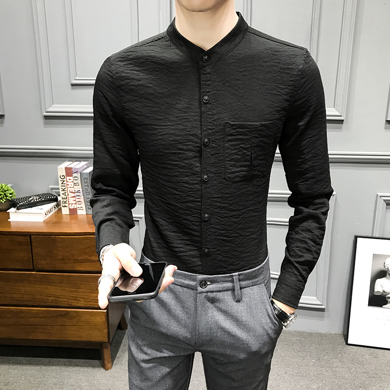 Formal Business Streetwear Social Shirt Camisa 2020 New Black White Shirt Men Long Sleeve Slim Stand Casual Dress Shirts Mens
Formal Business Streetwear Social Shirt Camisa 2020 New Black White Shirt Men Long Sleeve Slim Stand Casual Dress Shirts Mens