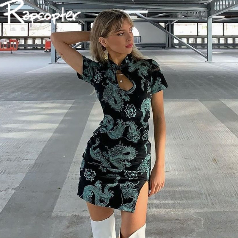 Rapcopter 2020 Summer Fashion Dresses Dragon Printed Streetwear Skinny Mini Dresses Chinese Style Ladies Party Bodycon Dress, Green
Rapcopter 2020 Summer Fashion Dresses Dragon Printed Streetwear Skinny Mini Dresses Chinese Style Ladies Party Bodycon Dress, Green