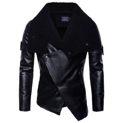 2019 autumn and winter men' motorcycle clothing personality irregular self-cultivation leather jacket jacket men' costumes, Black
2019 autumn and winter men' motorcycle clothing personality irregular self-cultivation leather jacket jacket men' costumes, Black