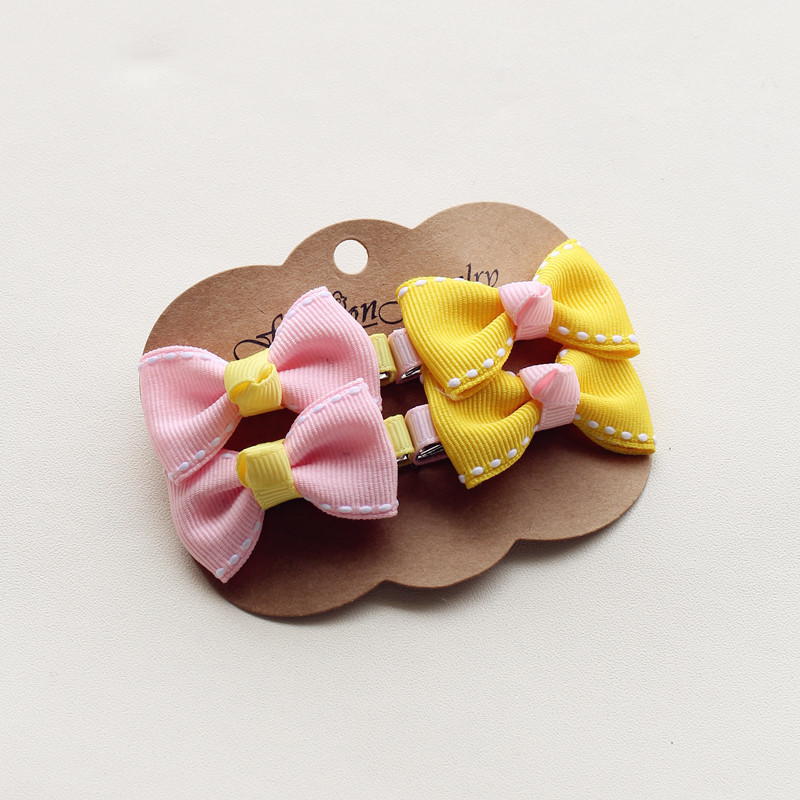 cute fashion grosgrain baby small bows clips hairpins girls hair accessories children hairgrips mini headwear wholesale mix 4 pcs set