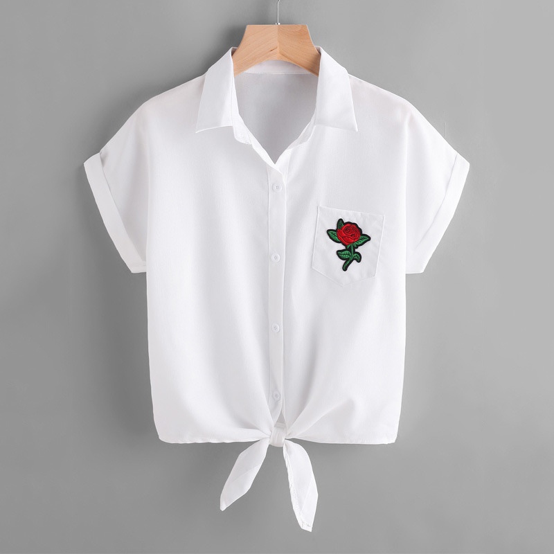 2020 Fashion Floral Embroidery Women Shirt Summer Short Lady Blouse Shirts Casual Short Sleeve Shirt Tops, White
2020 Fashion Floral Embroidery Women Shirt Summer Short Lady Blouse Shirts Casual Short Sleeve Shirt Tops, White
