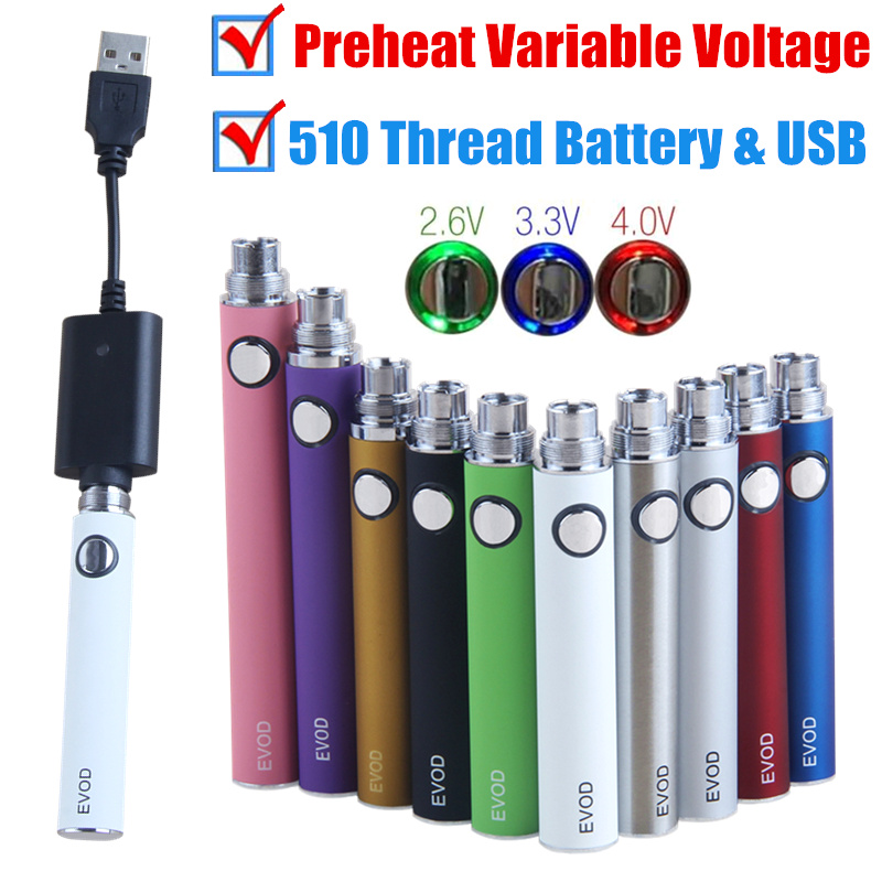 MOQ 10Pcs Preheat VV Variable Voltage 510 thread battery 650 900 1100mAh evod twist eGo ecig batteries for MT3 CE4 CE5 atomizer
MOQ 10Pcs Preheat VV Variable Voltage 510 thread battery 650 900 1100mAh evod twist eGo ecig batteries for MT3 CE4 CE5 atomizer