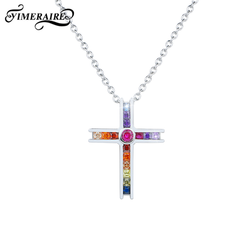 Pendant Necklaces Sold Filled 925 Sterling Silver Pave CZ Tiny Rainbow Cross Colorful Necklace Charm Jewelry For Women
Pendant Necklaces Sold Filled 925 Sterling Silver Pave CZ Tiny Rainbow Cross Colorful Necklace Charm Jewelry For Women