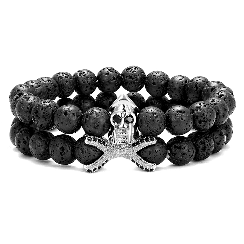 2pcs / set Fashion Men's Bracelet Bracelet Lava Bead Spartan Helmet Men's Yoga Beaded Jewelry Gift
2pcs / set Fashion Men's Bracelet Bracelet Lava Bead Spartan Helmet Men's Yoga Beaded Jewelry Gift
