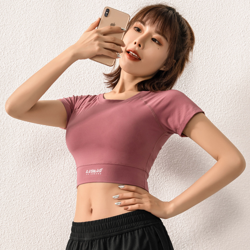 Yoga suit fitness women' summer sports fast dry tight body revealing navel sexy top T-shirt half sleeve short vest, Black
Yoga suit fitness women' summer sports fast dry tight body revealing navel sexy top T-shirt half sleeve short vest, Black