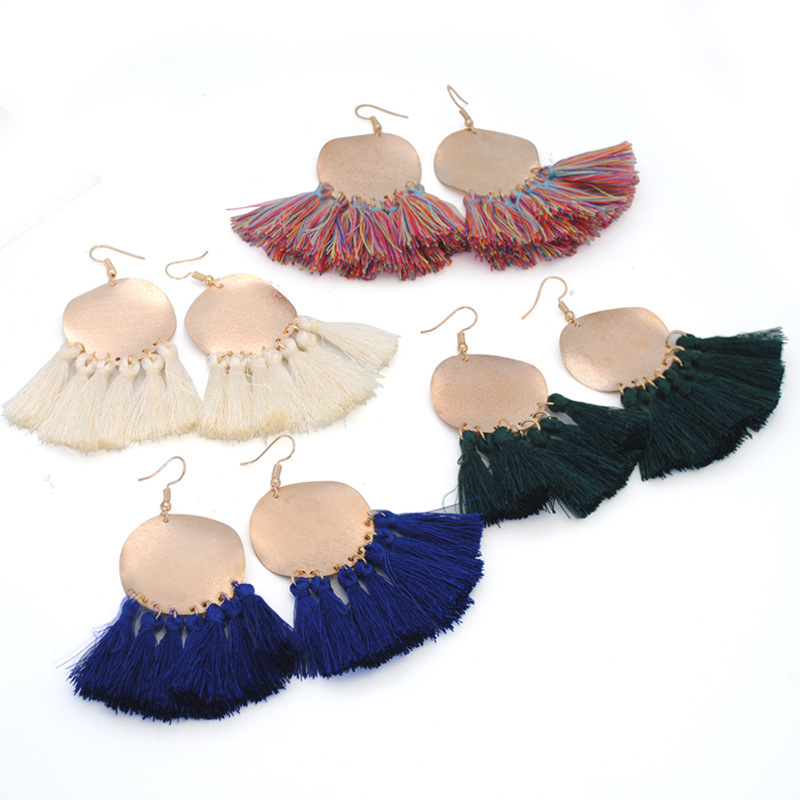 Accessories gold-plated round colored tassel earrings popular tassel earrings colored silk thread earrings
Accessories gold-plated round colored tassel earrings popular tassel earrings colored silk thread earrings