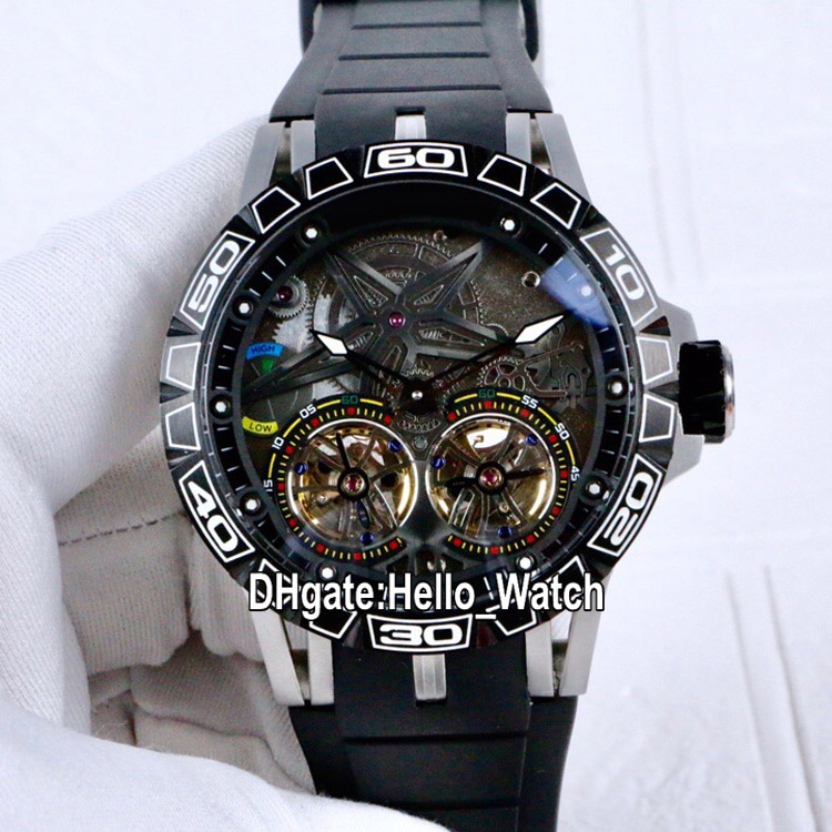 New Excalibur 46 PVD RDDBEX0805 Double Tourbillon Automatic Mens Watch Black Dial Steel Case Rubber Strap Sport Watches Hello_Watch 12 Color, Custom waterproof service
New Excalibur 46 PVD RDDBEX0805 Double Tourbillon Automatic Mens Watch Black Dial Steel Case Rubber Strap Sport Watches Hello_Watch 12 Color, Custom waterproof service