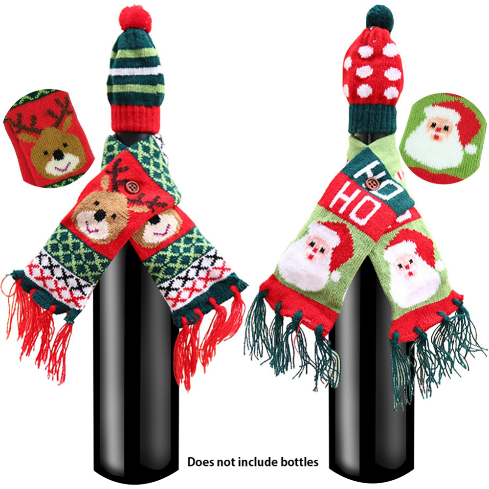 2 Sets Christmas Xmas Wine Bottle Cover Christmas Cute Pattern Knitted Wine Bottle Sweater Cover For Dinner Table Decor
2 Sets Christmas Xmas Wine Bottle Cover Christmas Cute Pattern Knitted Wine Bottle Sweater Cover For Dinner Table Decor