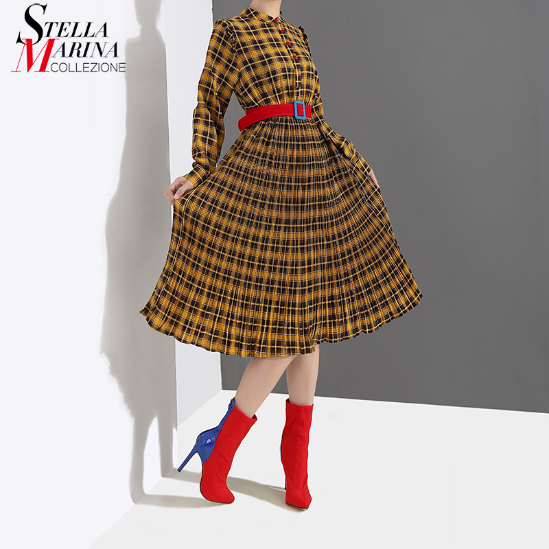 New 2019 Korean Style Women Spring Long Yellow Purple Plaid Dress With Sashes Stand Collar Long Sleeve Lady Cute Midi Dress 4614, 4614 purple
New 2019 Korean Style Women Spring Long Yellow Purple Plaid Dress With Sashes Stand Collar Long Sleeve Lady Cute Midi Dress 4614, 4614 purple