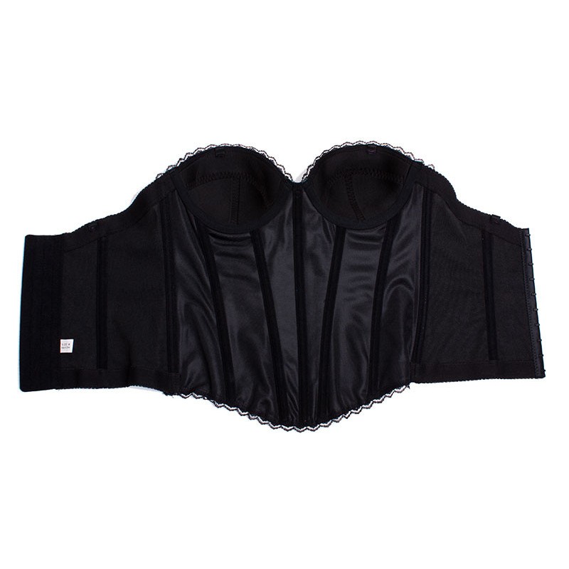 White Bridal Overbust Bustier Silky Satin Solid Wedding Party Corset Top Women's Fashion Body Shaper Underwear Black White