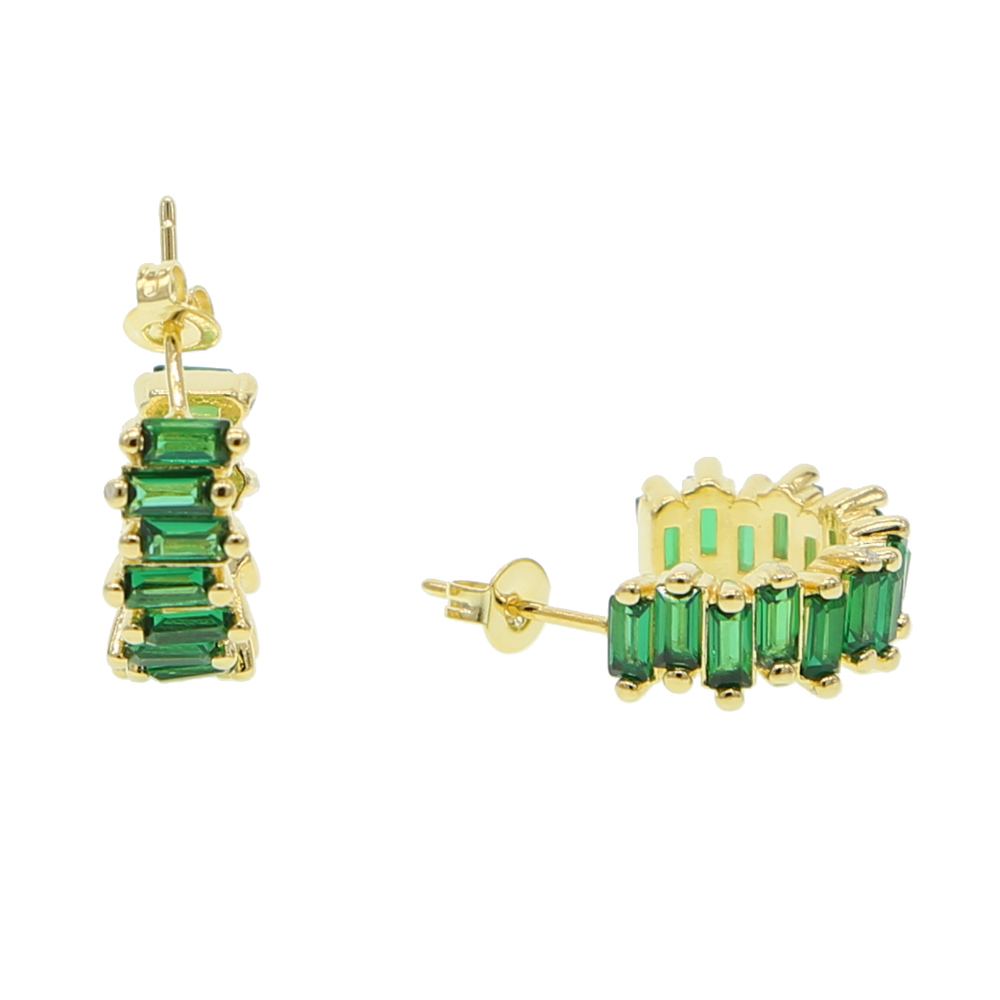 Emerald green cubic zirconia hoop earring Gold plated high quality classic gorgeous women female jewelry