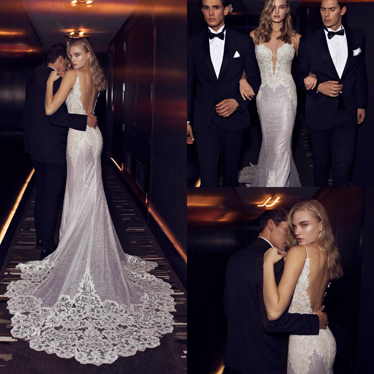 Crystal Design Mermaid Dresses Spaghetti Straps vestidos de novia Lace Sequined Bridal Backless Sexy Beach Wedding Gowns