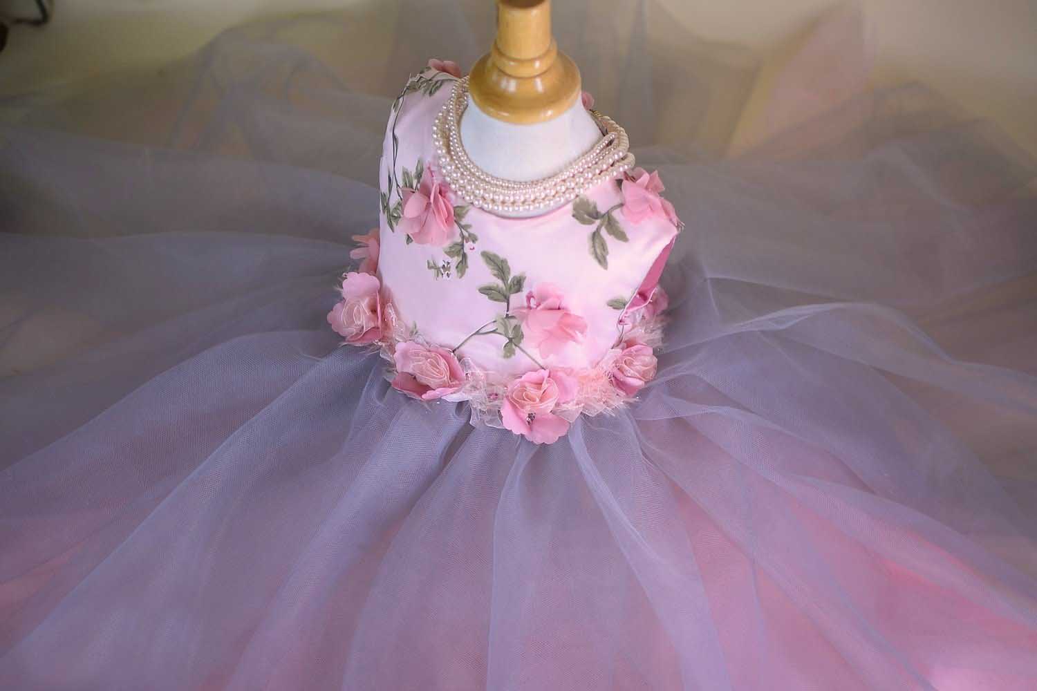 Ball Gown Flower Girl Dress Jewel Neck Sleeveless Tulle Lace Applique Hand Made Flower Wedding Dress Floor Length Girl's Birthday Part