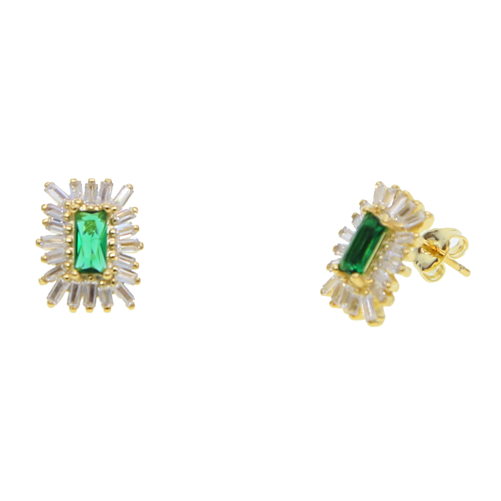 white green firework cz geometric stud earring for lady women gift classic simple cubic zirconia studs