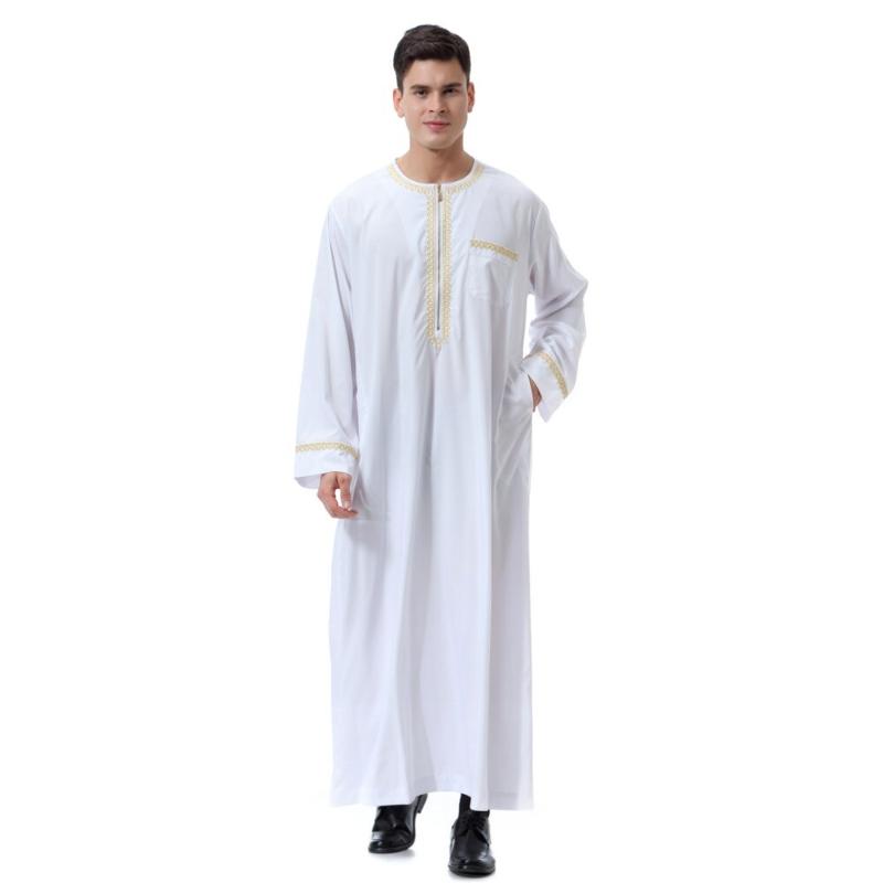 Shujin Muslim Men Abaya Jilbab Shirt Robes Jubba Thobe Islamic Men's Clothing SetsEid Mubarak Worship Service Middle