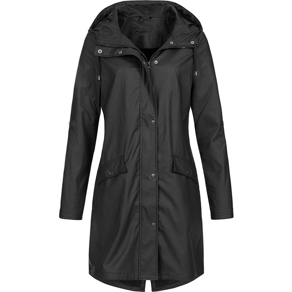 Winter Women Jacket Fashion Autumn Solid Rain Jacket Outdoor Plus Waterproof Hooded Raincoat Windproof Coats Jackets Famale
