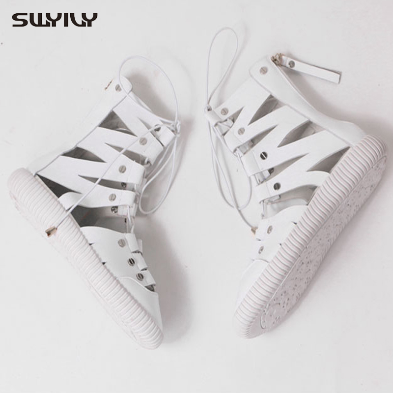 SWYIVY Leather Sandals For Women High Top Bandage Summer Shoes 2020 New Rome Sandals Female Casual Shoes White Summer 41, Black
SWYIVY Leather Sandals For Women High Top Bandage Summer Shoes 2020 New Rome Sandals Female Casual Shoes White Summer 41, Black