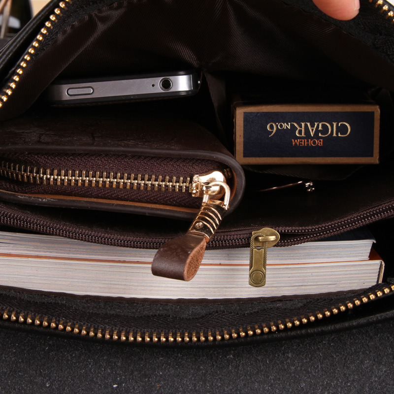 Men Classic Travel Business Shoulder Bag Wallet Satchel Pack Casual Daypack Leather Briefcase Crossbody Polo Messenger Bag
