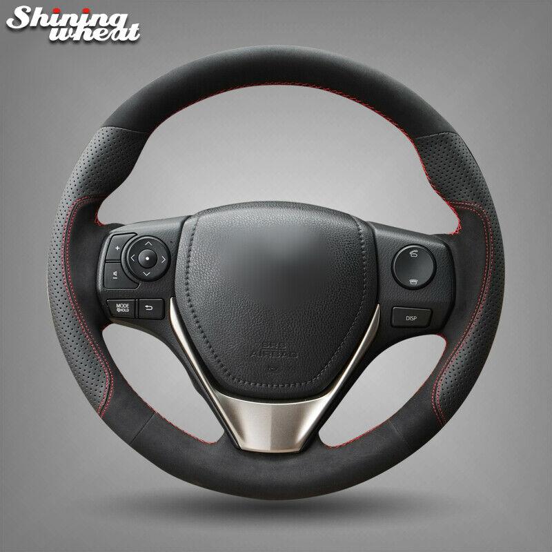 Black Leather Suede Steering Wheel Cover for Toyota RAV4 2013-2017 Corolla 2014-