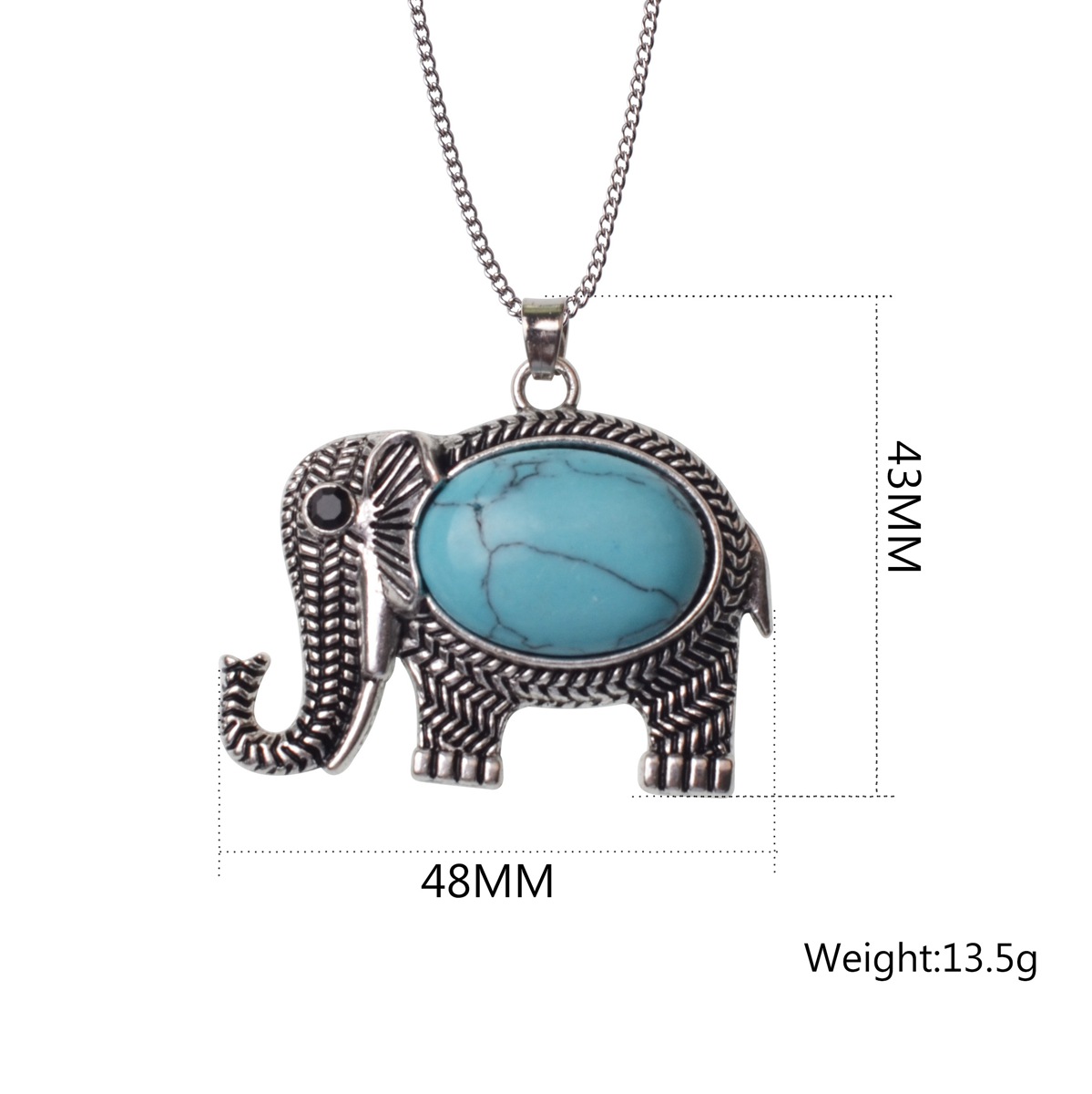 Elephant Alloy Pendant Jewelry Antique Exquisite Carving Elephant Charm Necklace Women Leather Chain