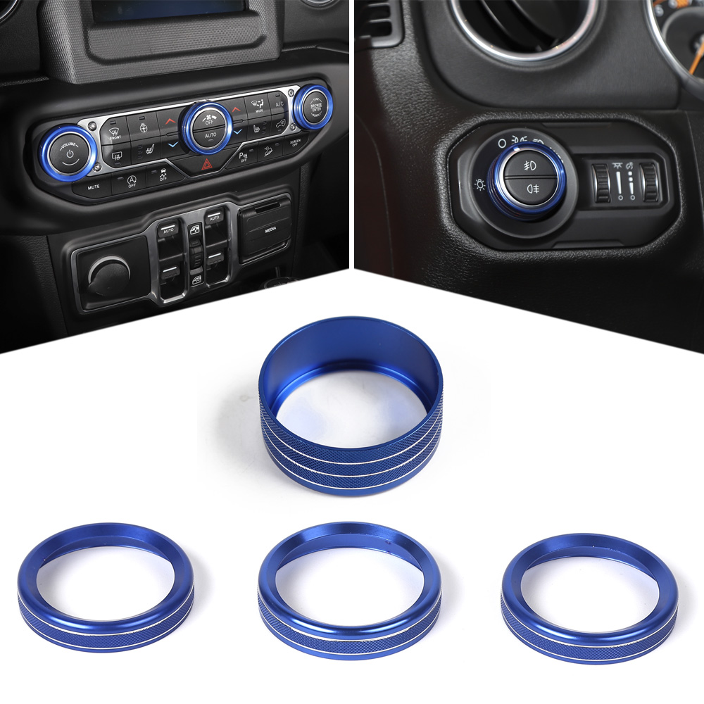 Aluminum Alloy Headlight And Air Conditioning Rotary Decorative ring Decoration Cover Fit for Jeep Wrangler JL Auto Interior Accessories