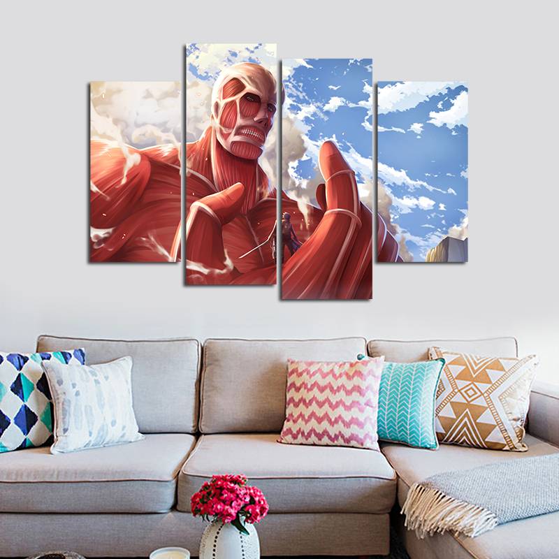 4pcs/set Unframed Attack on Titan Look-upon Anime Poster Print On Canvas Wall Art Picture For Home and Living Room Decor