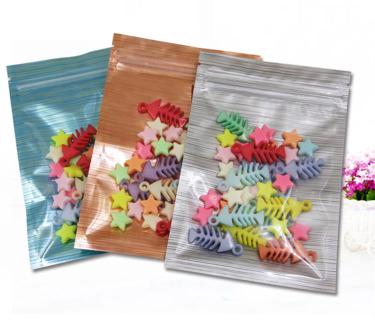 100pcs One Side Clear Drawing Aluminum Foil Zip Lock Bag Resealable Translucent Coffee Powder Gifts Trinkets Jewelry Cosmetics Packaging Pouches