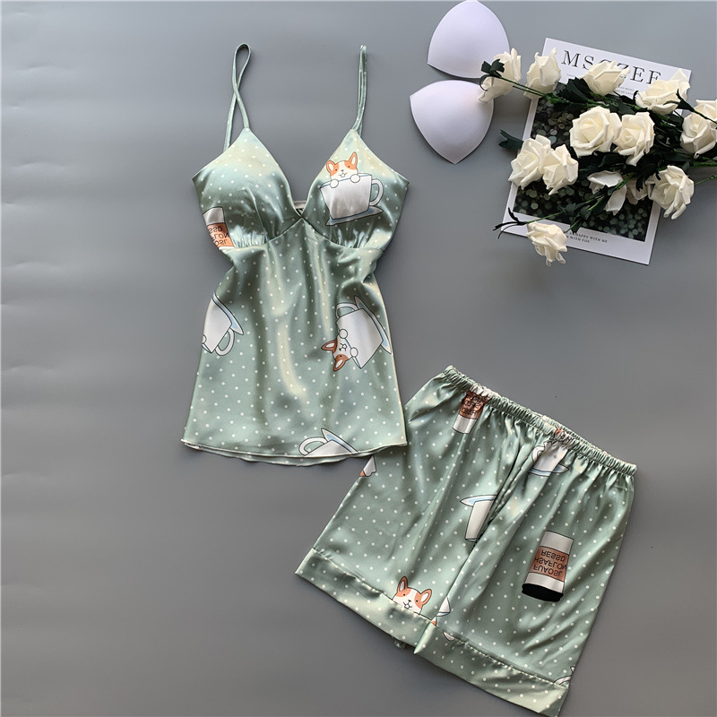 Pajamas Suit Print Women Satin Nightwear Sexy Intimate Lingerie Strap Top&Shorts Bathrobe Sleepwear Pyjamas Cute Home Clothes
Pajamas Suit Print Women Satin Nightwear Sexy Intimate Lingerie Strap Top&Shorts Bathrobe Sleepwear Pyjamas Cute Home Clothes