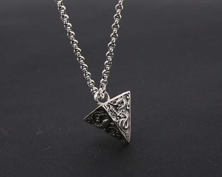 925 sterling silver handmade vintage jewelry American European antique silver Pyramids Quadrihedron designer necklace pendants for men women