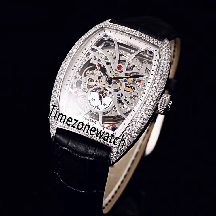 New Men's Collection Cintree Curvex 8880 Automatic Mens Watch Silver Diamond Steel Bezel Skeleton Dial Black Leather Timezonewatch E103a1, Extra strap 
New Men's Collection Cintree Curvex 8880 Automatic Mens Watch Silver Diamond Steel Bezel Skeleton Dial Black Leather Timezonewatch E103a1, Extra strap