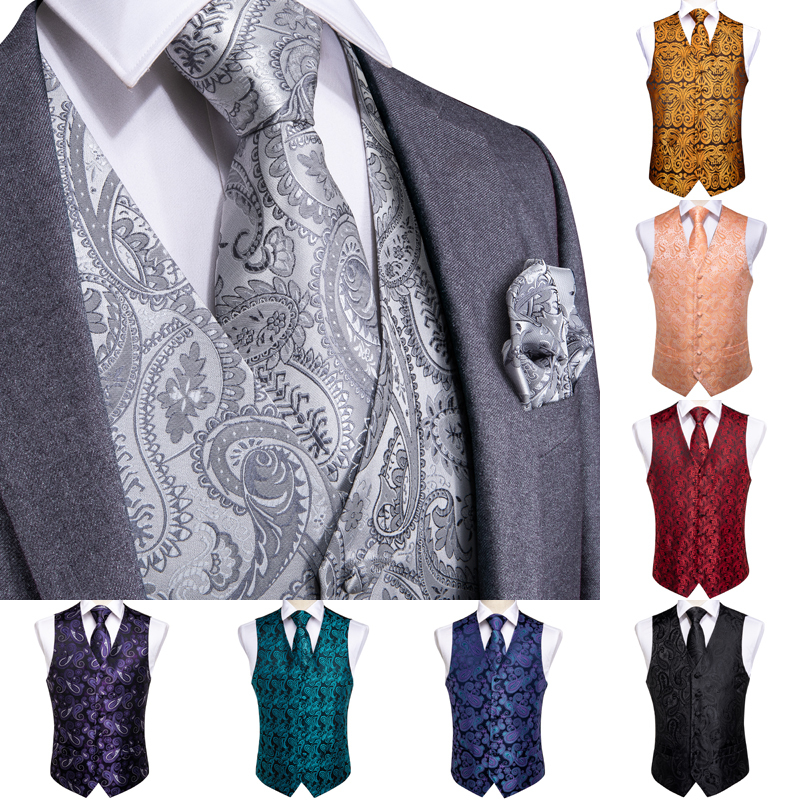DiBanGu Top 9 styles Vest for Men Silver Red Orange Blue Men's Vest Suit Business Wedding Party Occasion Hanky Cufflinks Vests CX200623, 105
DiBanGu Top 9 styles Vest for Men Silver Red Orange Blue Men's Vest Suit Business Wedding Party Occasion Hanky Cufflinks Vests CX200623, 105