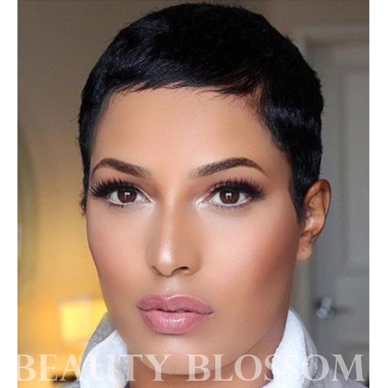 Pixie cut short machine made none lace wig 100% Human hair Peruvian virgin human hair for black woman, Dark brown
Pixie cut short machine made none lace wig 100% Human hair Peruvian virgin human hair for black woman, Dark brown