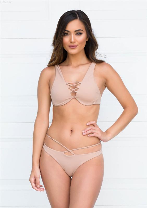 Swimsuit Women Bikini-Set Patchwork Push-Up Beach Summer Brazilian Biquini Solid