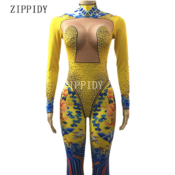 Gold Rhinestone Blue Dragon Jumpsuit Female Singer Sexy Stage Wear Bodysuit Leggings Costume Glisten Stones Stretch Outfit, Yellow
Gold Rhinestone Blue Dragon Jumpsuit Female Singer Sexy Stage Wear Bodysuit Leggings Costume Glisten Stones Stretch Outfit, Yellow