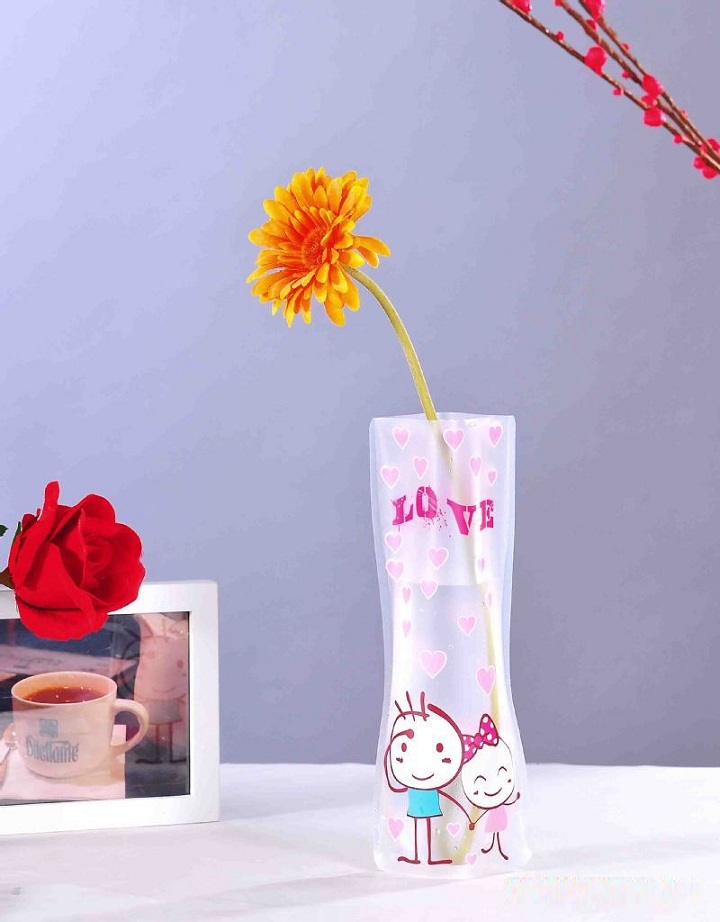 Foldable Plastic Vase Reused Plastic Indestructible Vases For Flower Home Decoration Party Eco-friendly PVC Flower Vase