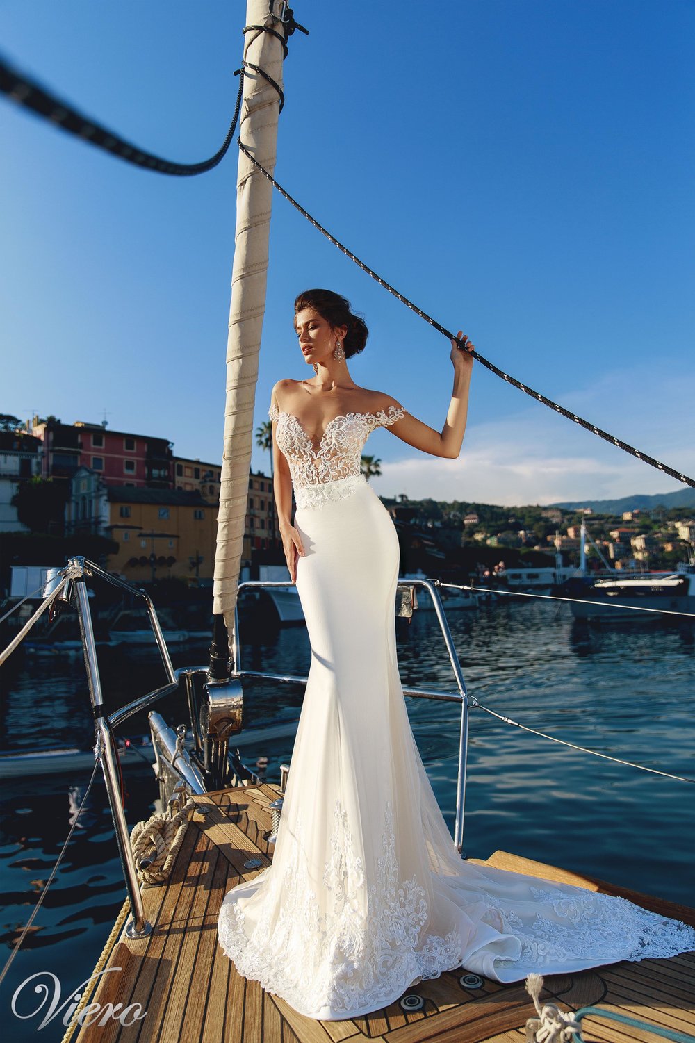 2019 Berta Mermaid Wedding Dresses With Detachable Train Off Shoulder Lace Appliqued Sexy Backless Wedding Dress Custom Beach Bridal Gowns